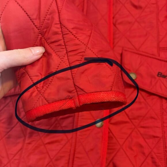 Barbour Jacket Cavalary Polarquilt Red Womens 8 *Flaws* - Picture 11 of 13